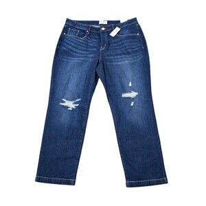 Lane Bryant Jeans Signature Fit Slim Straight Womens Size 20 Distressed Ankle